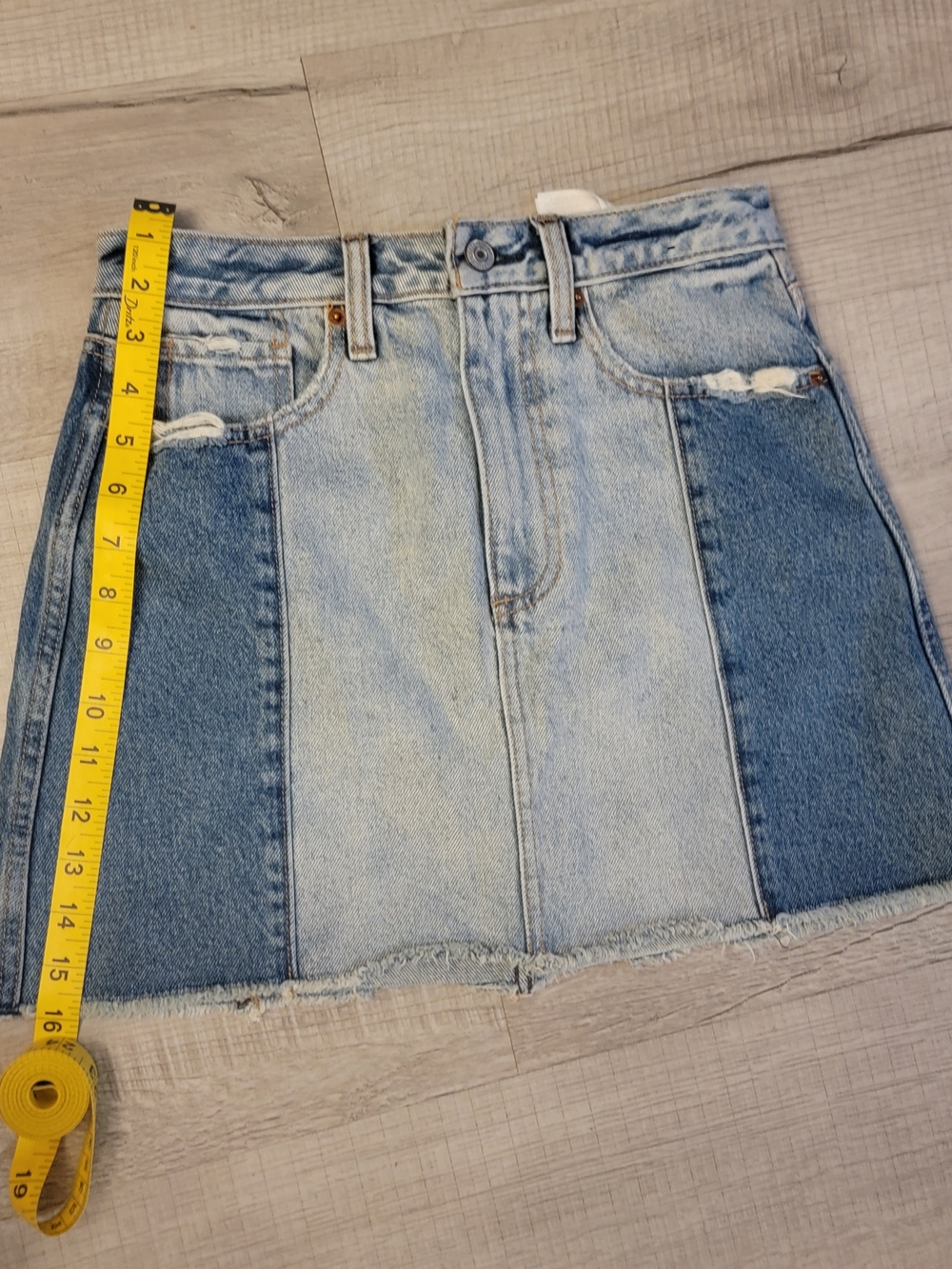 Abercrombie & Fitch Two-Tone Blue Panel Denim Mini Skirt